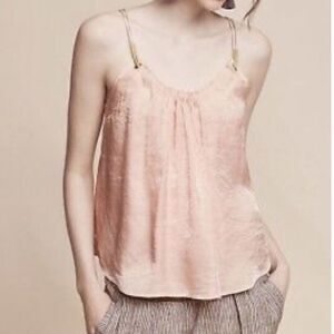 New Anthropologie Floreat Pink Glistened Cami Tank Top XL